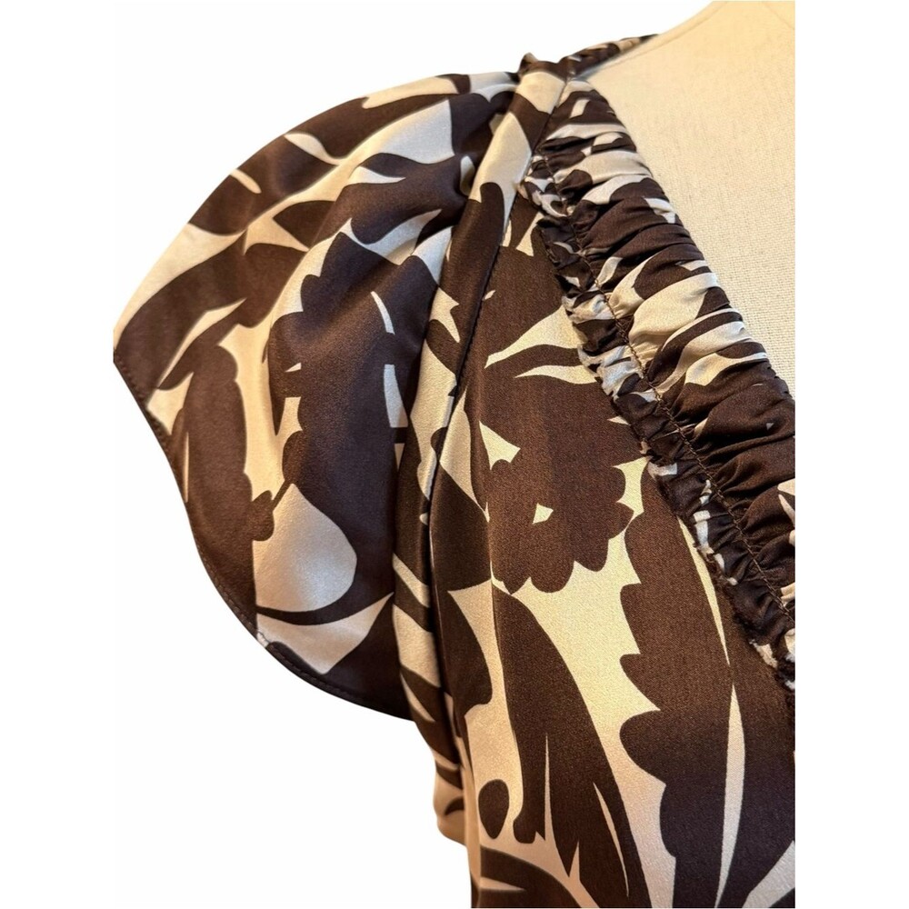 BCBG Max Azria Y2K Cottage Silk Floral Midi Dress Sz 12 Empire Waist Tiered Boho - Picture 5 of 10